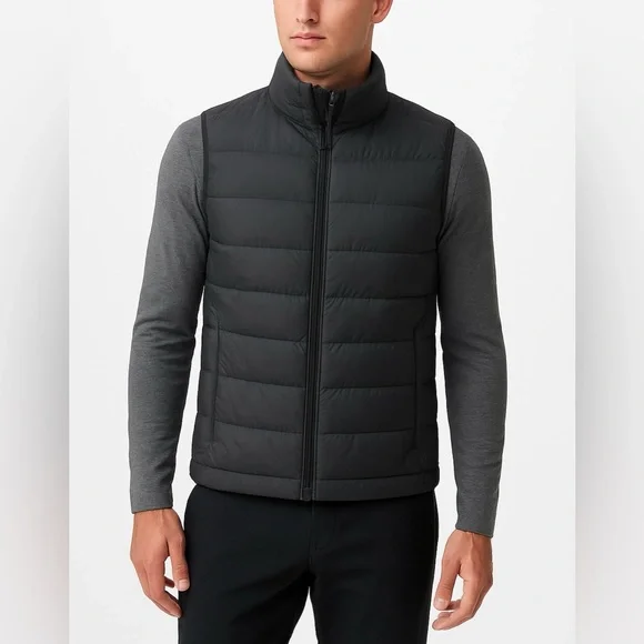 Lululemon Reversible Down Vest Palm Deco Grey- Men’s XL NWOT - Picture 1 of 9